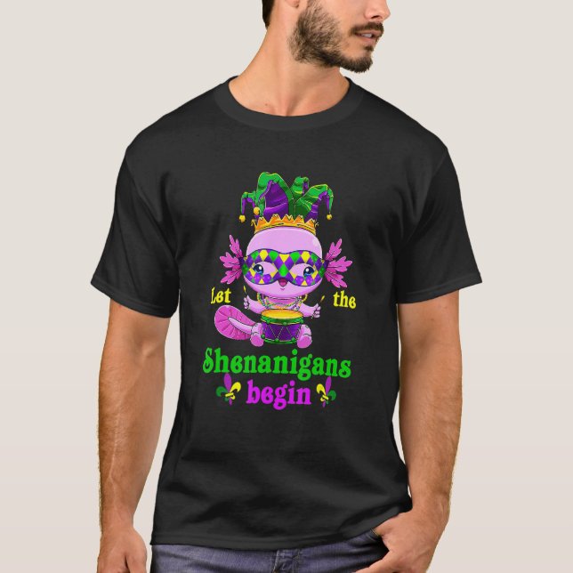 Camiseta Axolotl Mardi Gras Carnival Let The Shenanigans Be (Anverso)