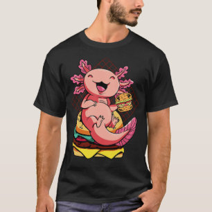 Camiseta Axolotl Mascota Cute Comer Burger Y Bebidas