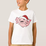 Camiseta Axolotl Merry Christmas Winter Axolotl<br><div class="desc">El axolotl a las noches suaves con gorra de Navidad. Animales divertidos con regalos y nieve para las vacaciones. También es gracioso para los navidades en julio. Los Axolotls son animales lindos y perfectos para los Navidades.</div>