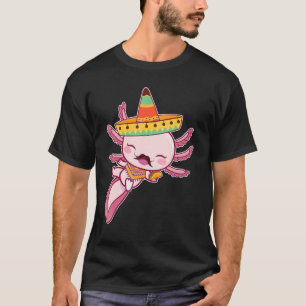 Camiseta Axolotl Mexicano Cinco De Mayo Poncho Sombrero Tac