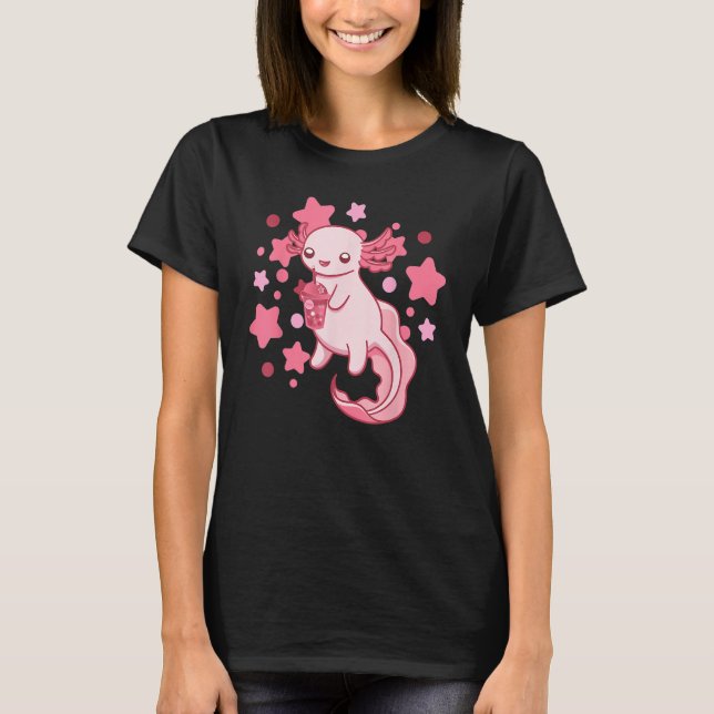 Camiseta Axolotl Milk Tea Axolotl Drinking Boba Tea Pet Axo (Anverso)