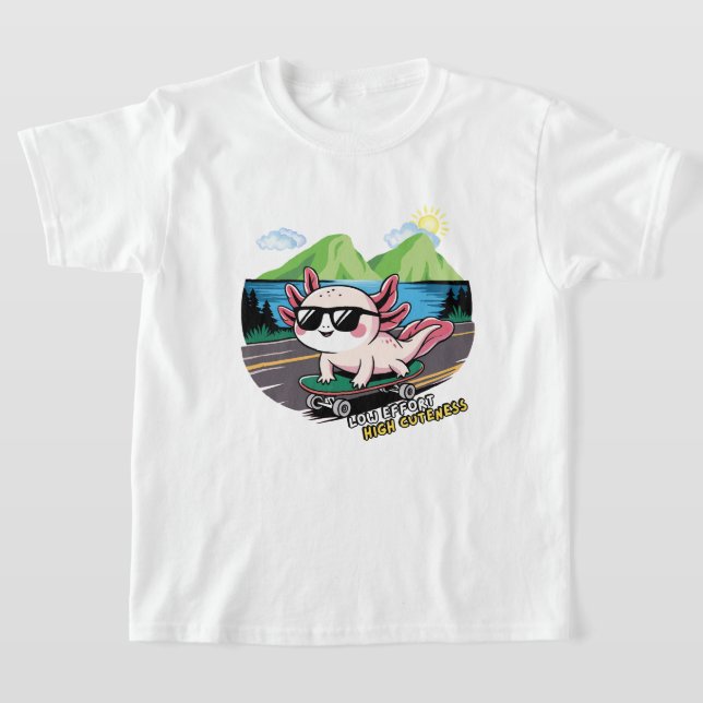 Camiseta Axolotl montando patineta (Distribución)
