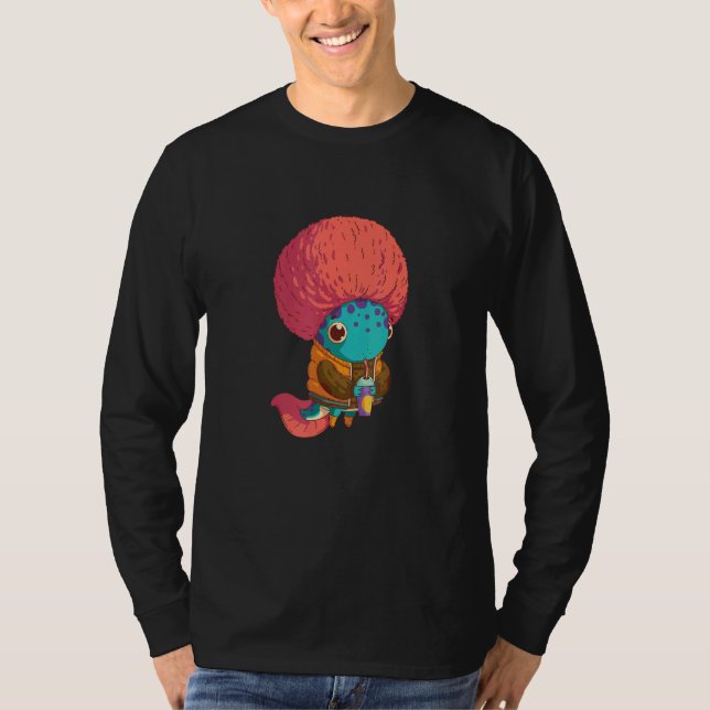 Camiseta Axolotl Niño Con Un Hielo Afro Rosado Bebiendo Sod (Anverso)
