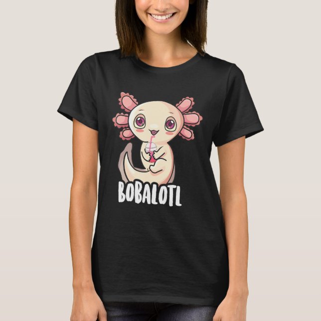 Camiseta Axolotl Para Chicas Niños Bobalotl Boba Tea (Anverso)