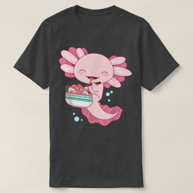 Camiseta Axolotl Ramen Bowl, Axolotl comiendo Ramen japonés (Diseño del anverso)