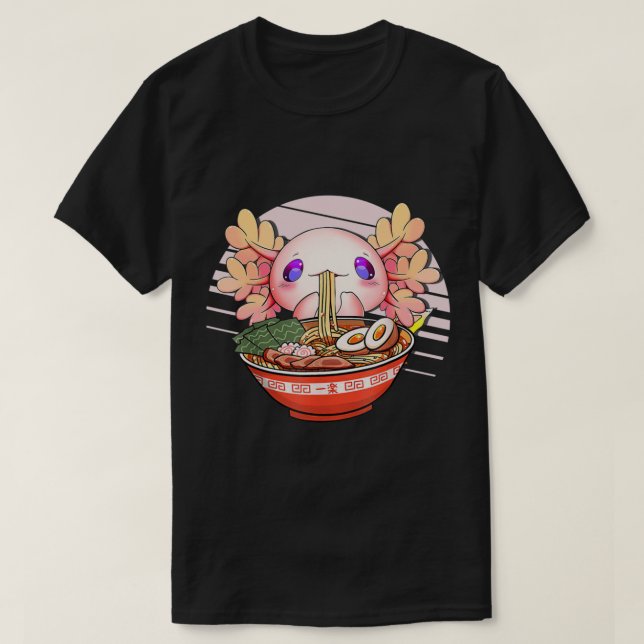 Camiseta Axolotl Ramen Noodles Japoneses Kawaii Anime Otaku (Diseño del anverso)
