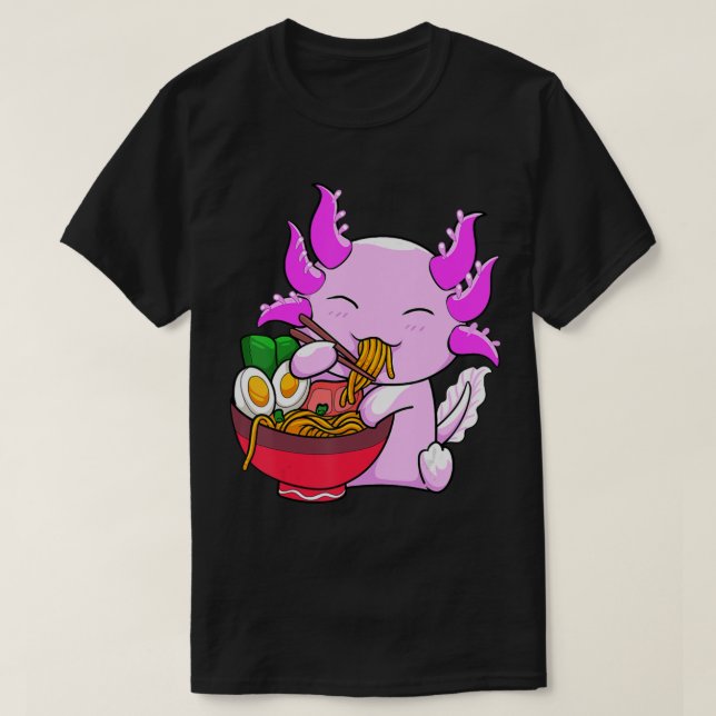 Camiseta Axolotl Ramen Noodles Japoneses Otaku Kawaii Anime (Diseño del anverso)