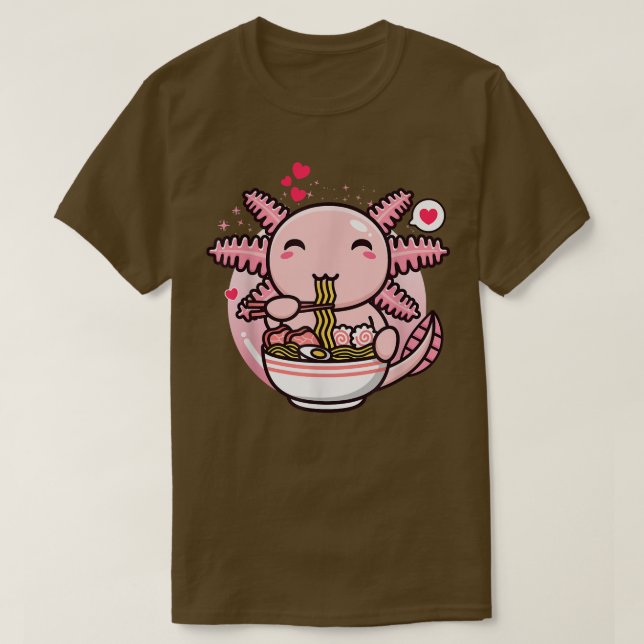 Camiseta Axolotl Ramen Noodles Kawaii Anime Otaku japonés (Diseño del anverso)