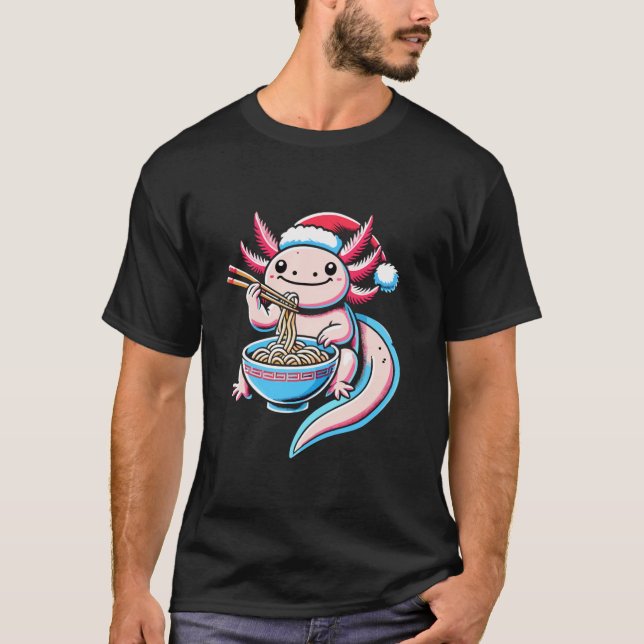 Camiseta Axolotl Ramen Santa Hat Navidades japoneses Navida (Anverso)