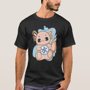 Camiseta Axolotl Rosa Con Agua Kanji Para Otaku Japonés