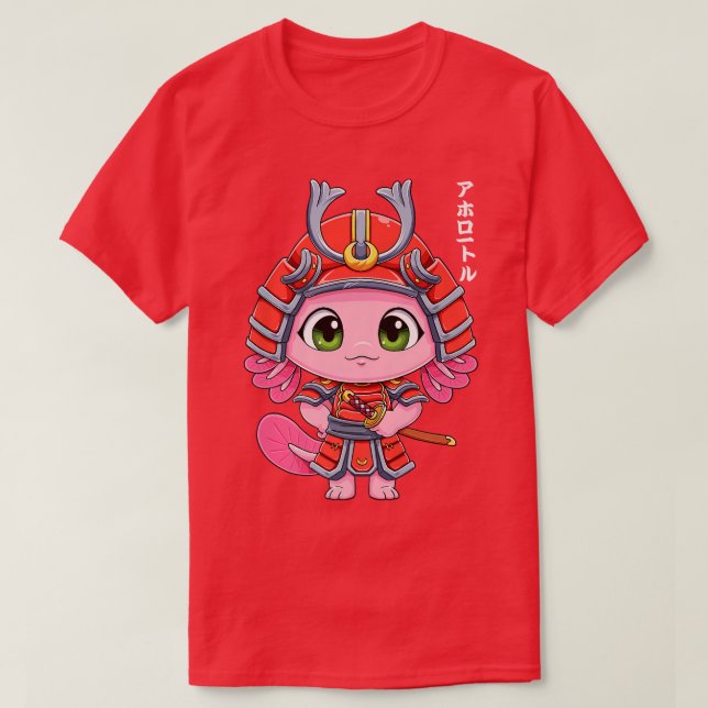 Camiseta Axolotl Samurai Ronin Anime japonés de peces camin (Diseño del anverso)