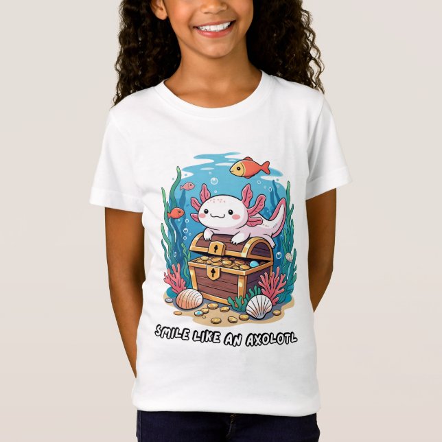 Camiseta Axolotl sentado orgullosamente sobre un cofre del  (Anverso)