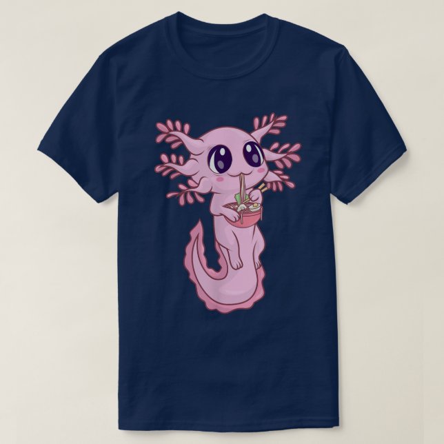 Camiseta Axolotl Shirt For Women Girls, Kawaii Anime Ramen  (Diseño del anverso)