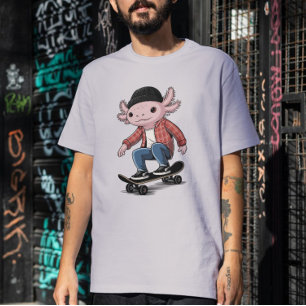 Camiseta Axolotl Skateboarder Ripper Skater Salamander Amor