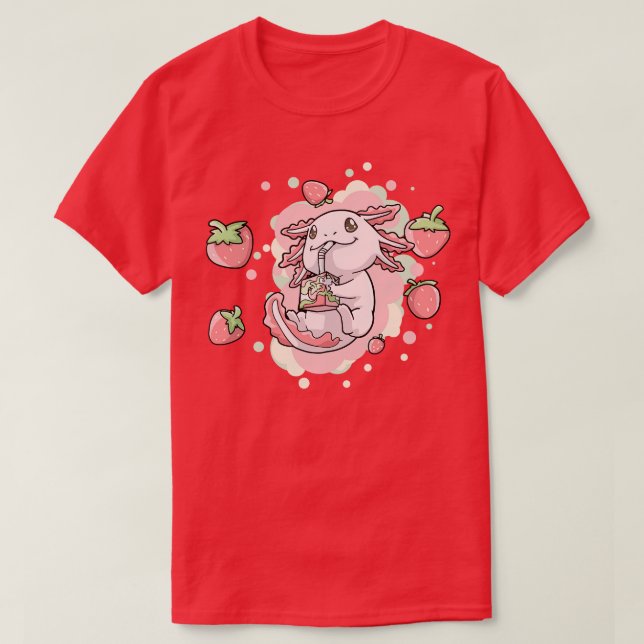 Camiseta Axolotl Strawberry Milk Kawaii (Diseño del anverso)