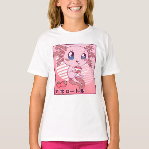 Camiseta Axolotl Strawberry Milk Retro Kawaii Japón Axolotl