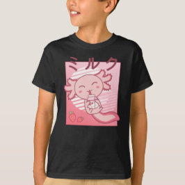 Camiseta Axolotl Strawberry Milk Retro Kawaii Japón Axolotl