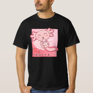 Camiseta Axolotl Strawberry Milk Retro Kawaii Japón Axolotl