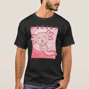Camiseta Axolotl Strawberry Milk Retro Kawaii Japón Axolotl