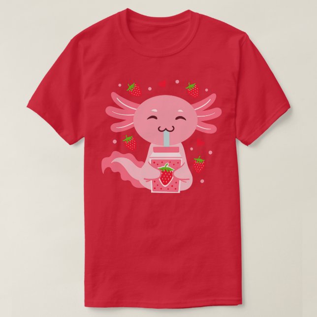 Camiseta Axolotl Strawberry Milke Shake Kawaii (Diseño del anverso)