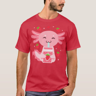 Camiseta Axolotl Strawberry Milke Shake Kawaii