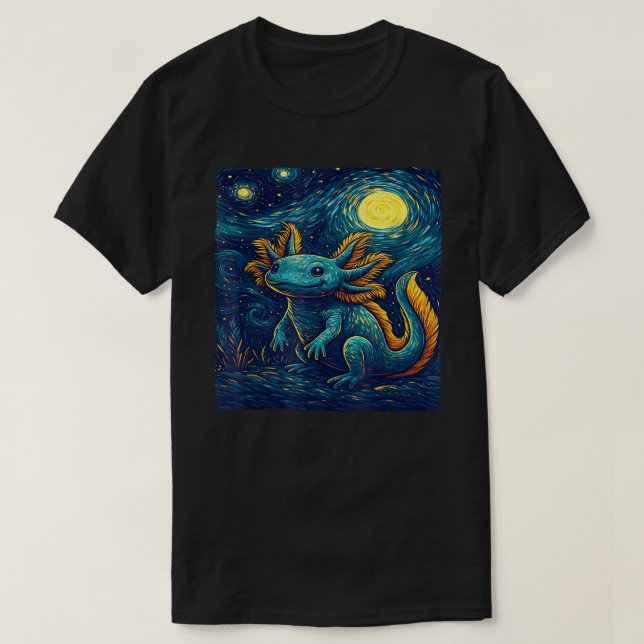 Camiseta Axolotl Van Gogh Style Cute Amphibian (Diseño del anverso)