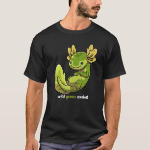 Camiseta Axolotl verde salvaje Cute Melanoide Salamande Mex