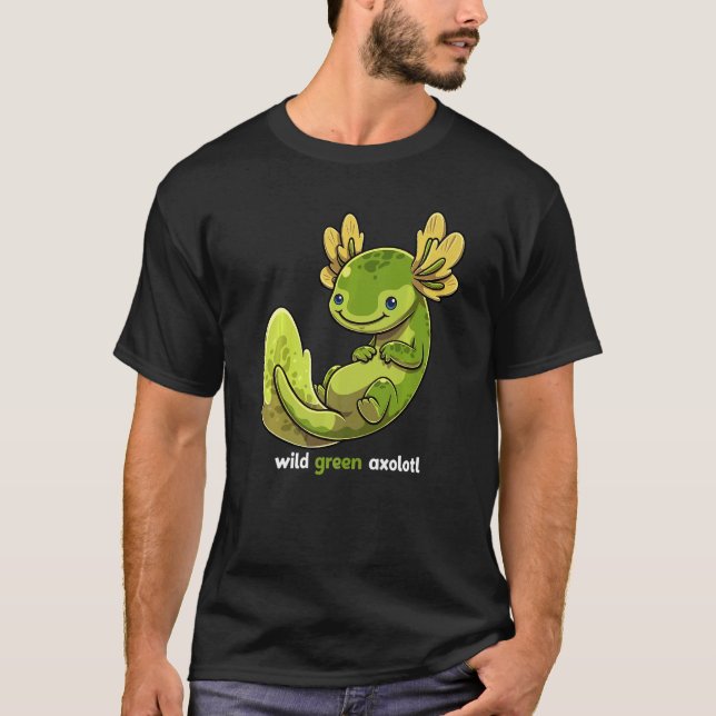 Camiseta Axolotl verde salvaje Cute Melanoide Salamande Mex (Anverso)