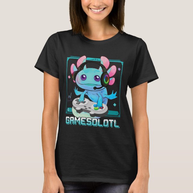 Camiseta Axolotl Video Gamer Kawaii Pastel Gótico Cute Anim (Anverso)
