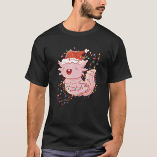 Camiseta Axolotl Wearing A Santa Hat And Tangled In Christm