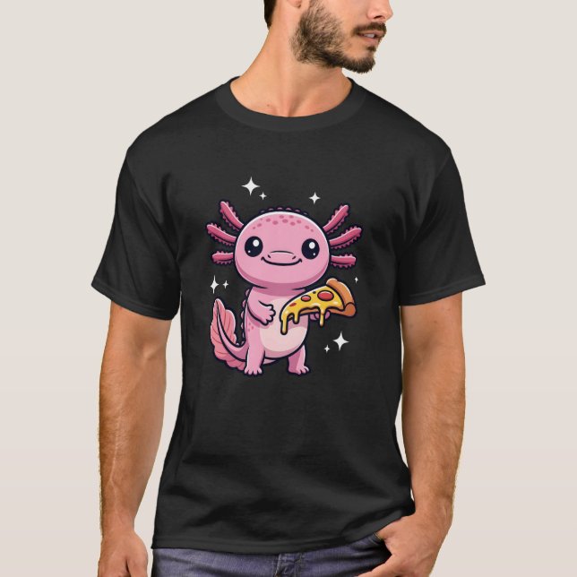 Camiseta Axolotl with Pizza Kawaii Salamander Cartoon (Anverso)