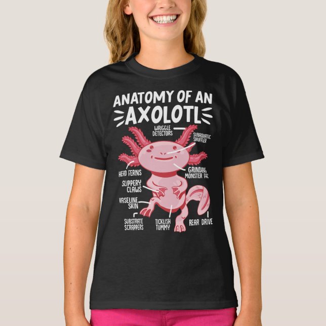 Camiseta Axolotls Anatomy Of An Axolotl Kawaii (Anverso)