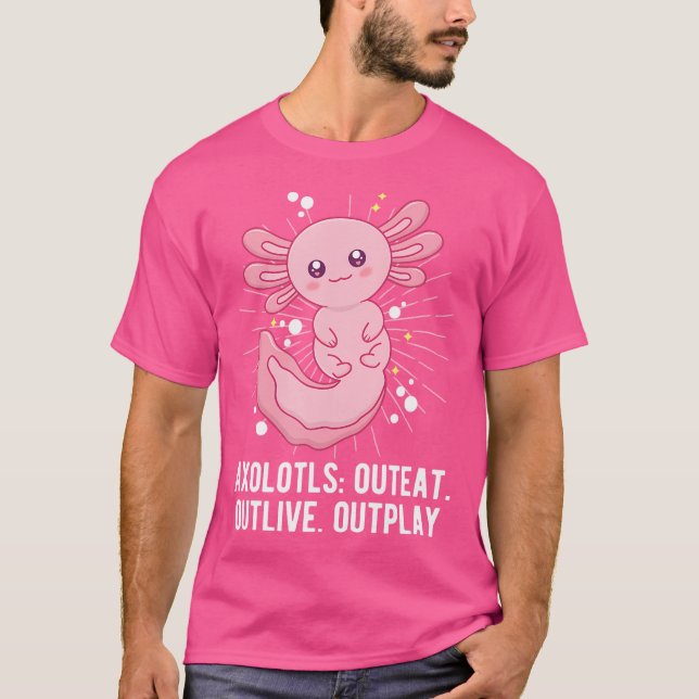 Camiseta Axolotls Outeat Outlive Outplay Funny Salamander H (Anverso)