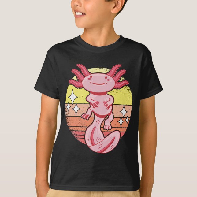 Camiseta Axolotls Retro Sunset Axolotl Kawaii (Anverso)