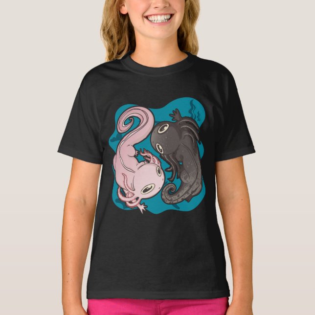 Camiseta Axolotls Yin Yang Kawaii (Anverso)