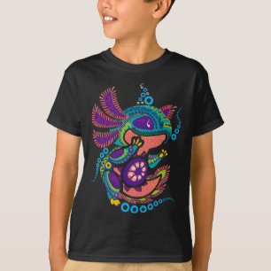 Camiseta Axolott Art Aztec Mexicano Salamander México Cinco