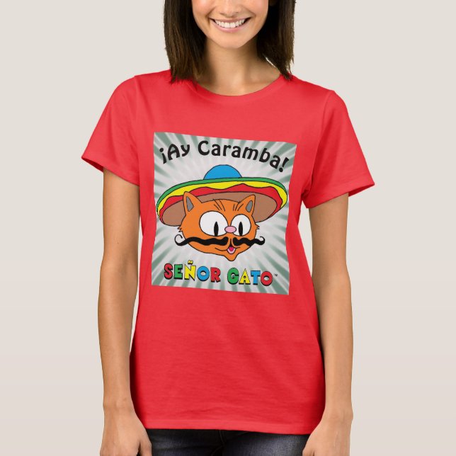 Camiseta ¡Ay caramba! Personalizado mexicano Gato Señor Gat (Anverso)