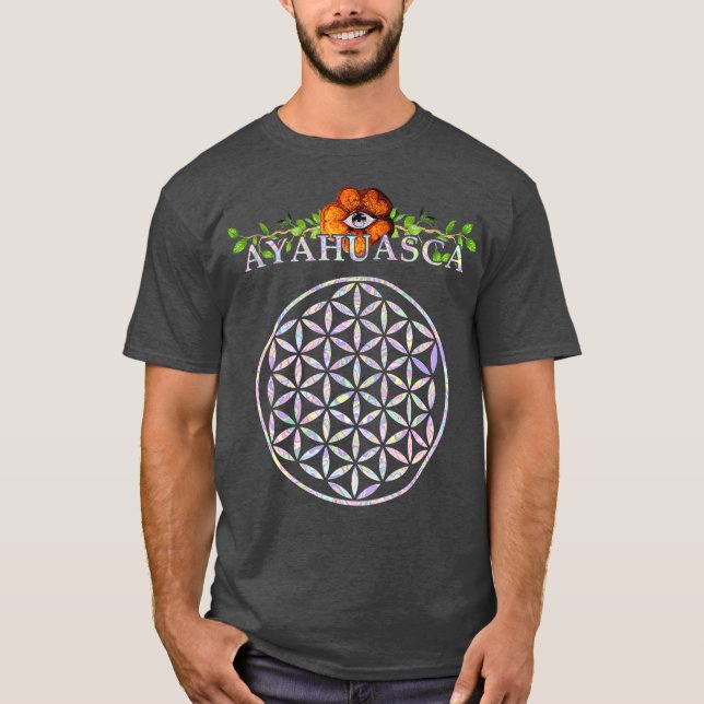 Camiseta Ayahuasca Mandala Sagrada Geometría Flor de vida (Anverso)