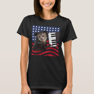 Camiseta Aye aye Animal Patriótico Piano USA Hombres Mujere