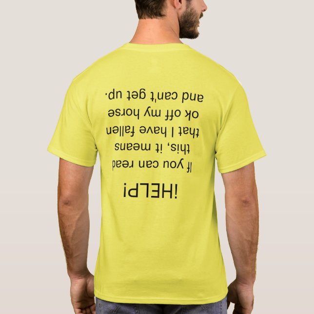 Camiseta "¡AYUDA!" Humor ecuestre boca abajo (Reverso)