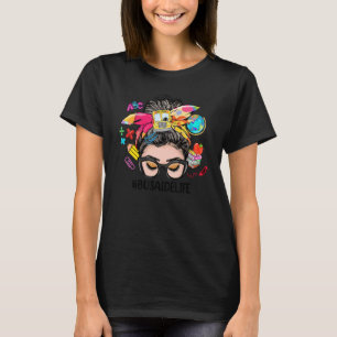 Camiseta Ayudante de Autobús Vida Moño Desordenado Mujeres