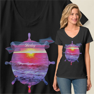 Camiseta Ayudante de barco con atardecer de México 0909 T-S