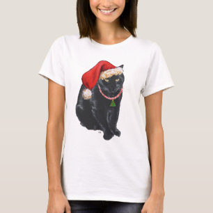 Camiseta Ayudante de Santa Gato Negro en Navidad