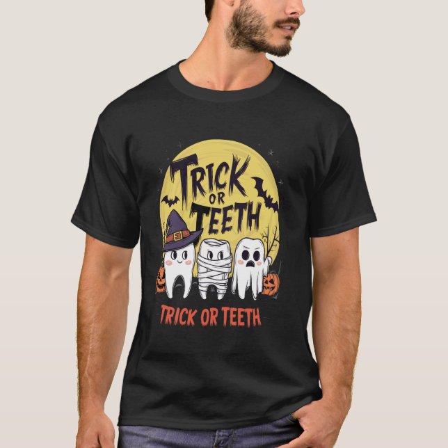 Camiseta Ayudante Dental De Trick O Teeth Halloween (Anverso)