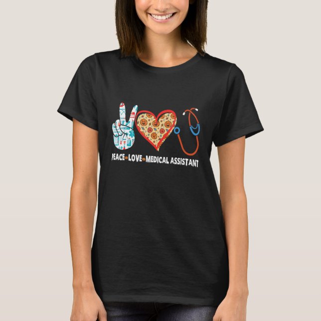 Camiseta Ayudante Médico de Paz Amor Sala de Enfermería de  (Anverso)