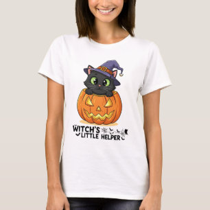 Camiseta "Ayudante Pequeño de Bruja" Gato Negro