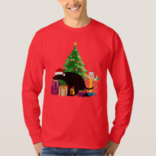 Camiseta Ayudante Sigiloso de Santa Perro Defecando de Navi