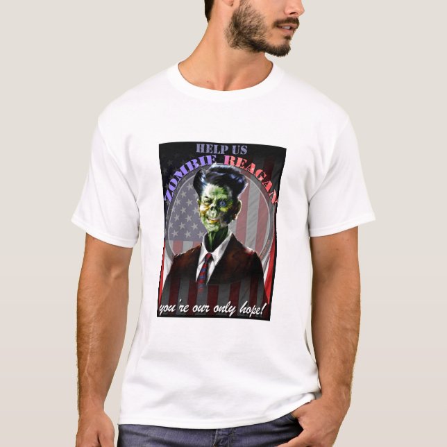 Camiseta ¡Ayúdenos zombi Reagan! (Anverso)
