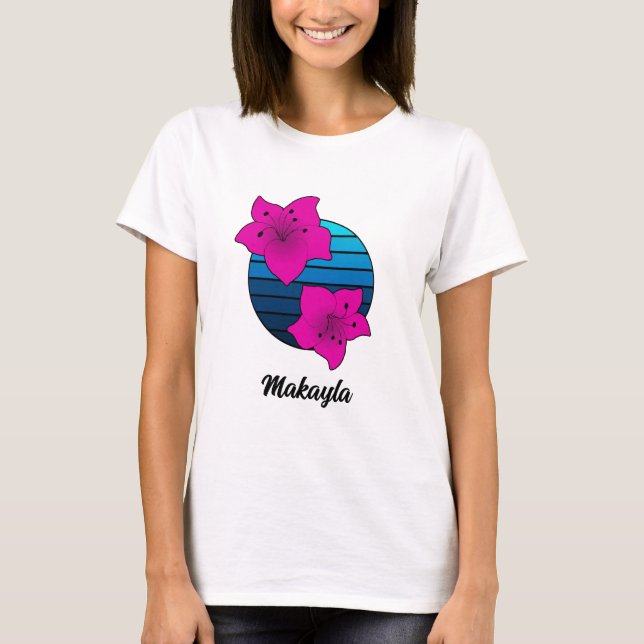 Camiseta Azalea dibujado a mano con puesta de sol (Anverso)