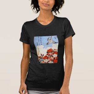 Camiseta Azaleas y gorrión, Katsushika Hokusai